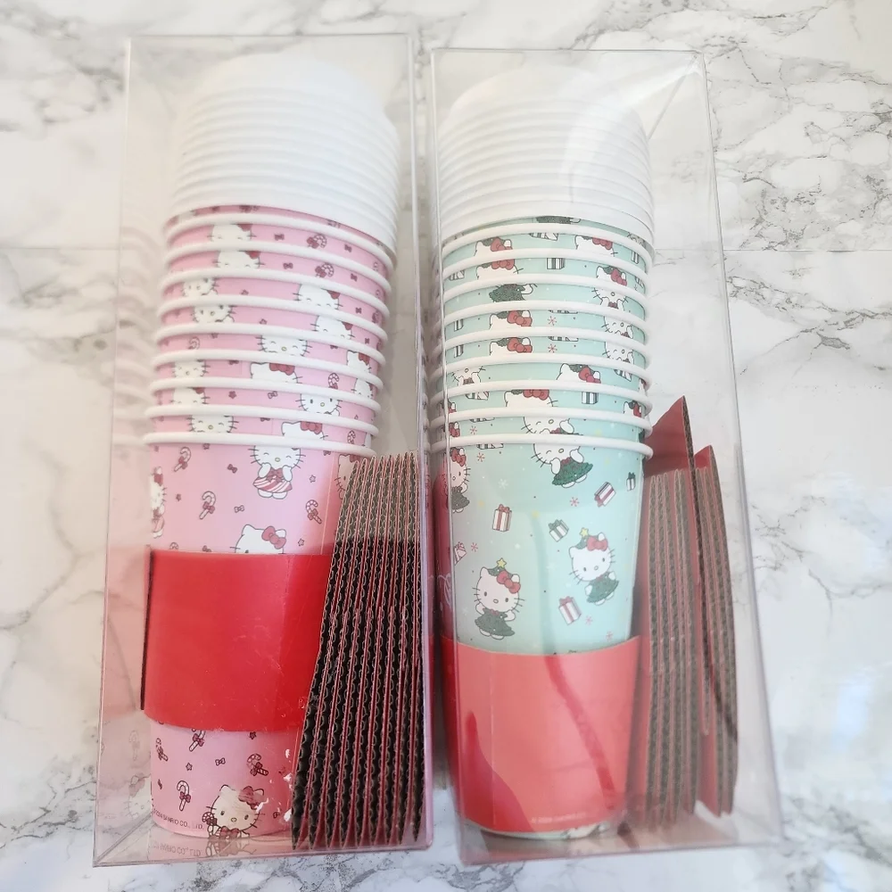 Hello Kitty 2 Set Papper Hot coffe & tea CUP SET BUNDLE Christma LIMITED EDITION - Picture 7 of 7